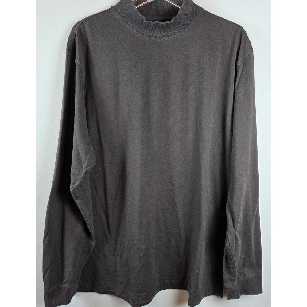 IZOD GOLF Mens Sz XL Long Sleeve Mock Neck Pullover Shirt Brown Layering Preppy